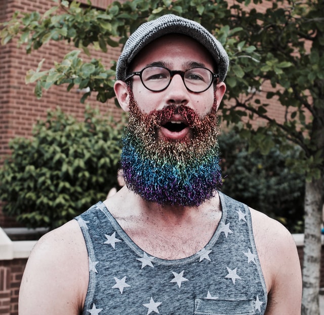 man with glitter beard