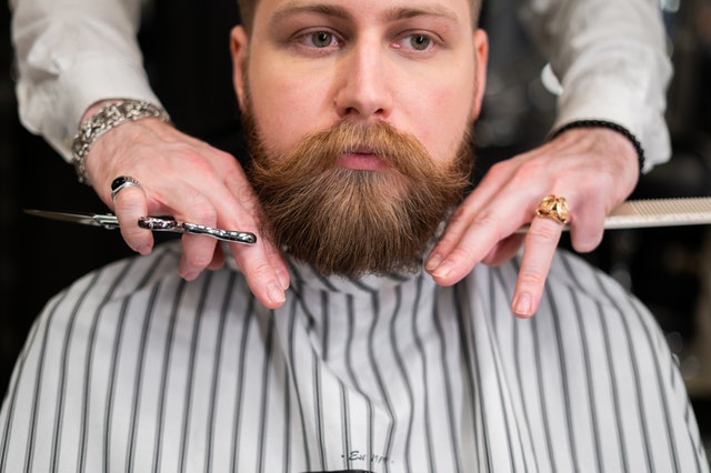 man using beard growth kit