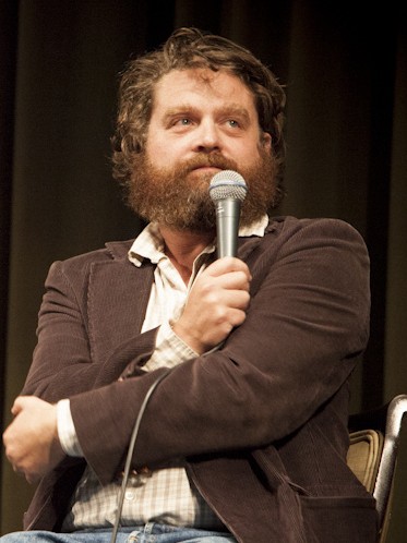 Zach Galifianakis beard and microphone