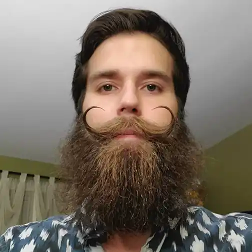 handlebar mustache with long beard