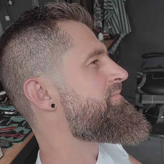faded ducktail beard style